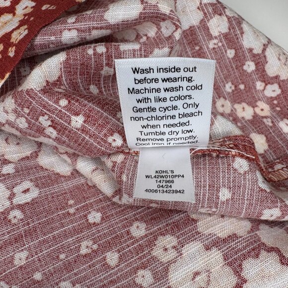 LC Lauren Conrad Womens Lightweight Boho Top Size 3X Red Floral Tie V Neck Fairy - Picture 4 of 9